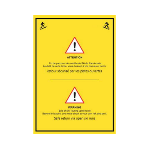 Panneau signalisation Sticker Ski de Randonnée "Attention" A3 REC-STI251